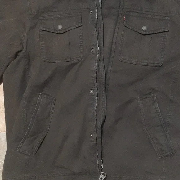 NWOT Men's Levi's Washed Cotton Sherpa-Lined Hooded Jacket. Size Large. - Picture 8 of 8